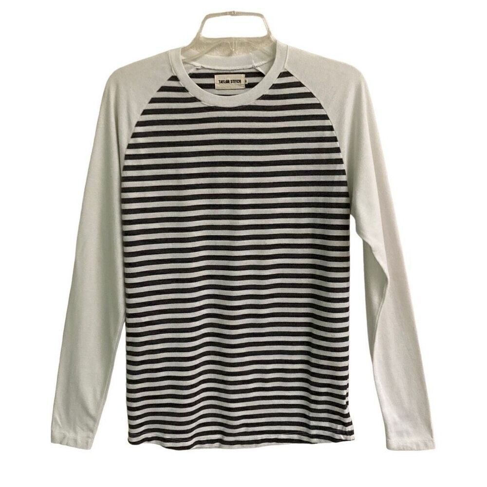 Taylor Stitch The Triblend‎ Tee In Baseball Stripe Raglan Long sleeve mens NEW
